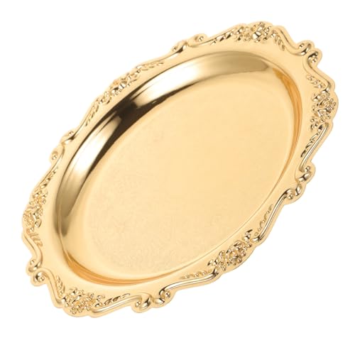 Golden Iron Jewelry Dish Tray for Desserts, Party Entertaining - color: Golden