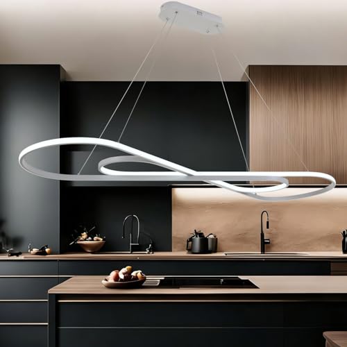 Large Led Chandelier 59.06in Modern Led Pendant Light for Kitchen Island Lighting Dimmable via Remote - color: White, size: 59.06in