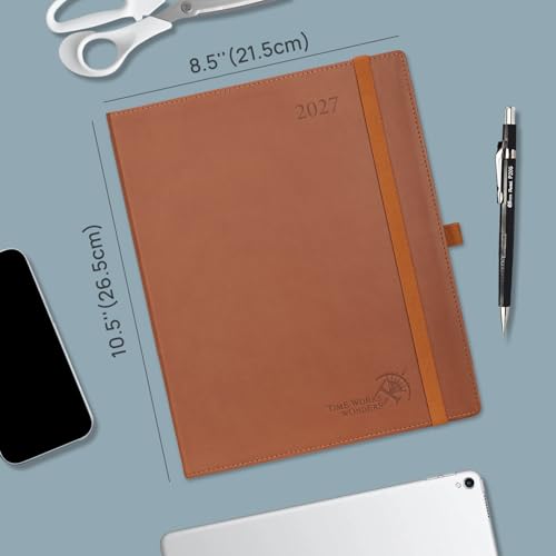 POPRUN 2027 Planner, Large-8.5" x 10.5", Weekly & Monthly Appointment Book - color: Brown, size: Large-8.5" x 10.5", style: Calendar Year 2027