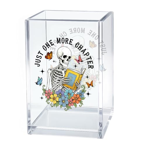 Just One More Chapter Halloween Acrylic Pen Pencil Holder for Desk - color: Transparent32