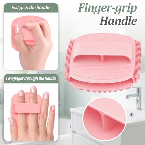 Upgrade Silicone Face Scrubber 2PCS, Soft Facial Cleansing Brush with Unique Side-Bristle Design, Manual Face Brush with Finger-Grip Handle for Gentle Exfoliating & Deep Cleansing(Black+Pink) - color: Black+pink