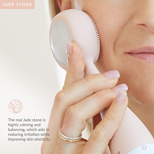 PMD Beauty x Disney Minnie Mouse Clean Pro Jade-Smart Facial Cleansing Device with Silicone Brush & Gemstone ActiveWarmth Anti-Aging Massager-Waterproof-SonicGlow Vibration-Clear Pores & Blackheads