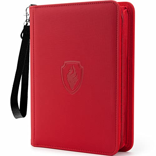 Fabmaker 4 Pocket Zip Card Binder, PU Trading Card Binder for 320 Cards - color: Red, size: 4 Pocket - 10.2" x 7.5"