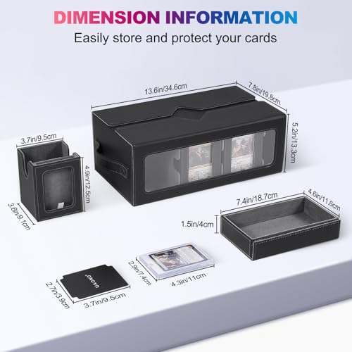 UAONO MTG Commander Deck Box, 6-Deck Modular TCG Deck Case with Dice Tray - color: Black Grey