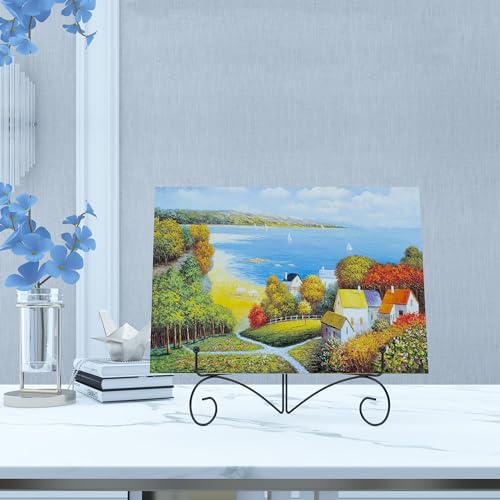 Iron Plate Stand for Display with Folding Design, Picture Stands for Tables, 12 Inch Large Easels for Displaying for Book, Art Piece, Photo and Platter, 12’’ Black