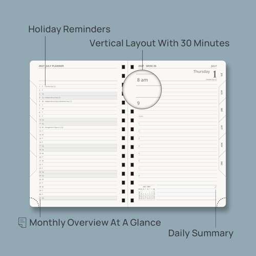 POPRUN 2027 Daily Planner One Page Per Day, 5.75" x 8.5" Calendar Book - color: Midnight Green, size: Medium - 5.75" x 8.5", style: Calendar Year 2027