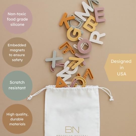 Neutral Silicone Alphabet Magnetic Letters, 26 Piece Non Toxic Learning Set, Perfect for Refrigerator, Whiteboard and Educational Activities - color: Neutral Tones Letters