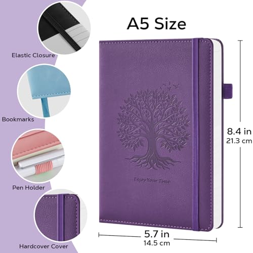 2 Pack Journal Notebook for Women Men, 160 Pages per Pack, A5 (5.7'' x 8.4") Hardcover Journaling Notebook College Ruled for Writing Work, 100GSM Paper, Black & Dark Purple, School Office Supplies - color: Black_Purple, size: A5