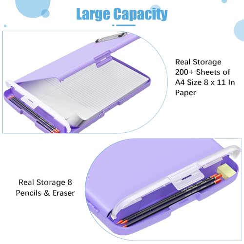 Hongri Clipboard with Storage with Pencil Case, 8.5 x 11 Storage Clip Board - color: Purple