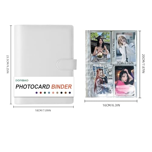 A5 Kpop Photocard Binder, 6 Ring Binder Collector’s Album with 240 Card Slots, PU Leather Binder Cover for Organizing K-Pop, Trading Cards, Game Cards & Memorabilia (White) - color: White