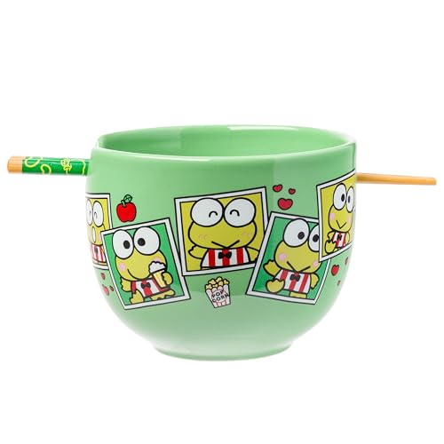 Silver Buffalo Sanrio Hello Kitty Foodie, Ramen Bowl with Chopsticks, 20oz - color: Keroppi Polaroids, size: 20 Ounces (No Spoon)
