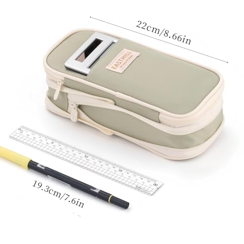 EASTHILL Big Capacity Pencil Case Large Pencil Pouch Stationery Pen Bag for Teen Girls-Green - color: Green