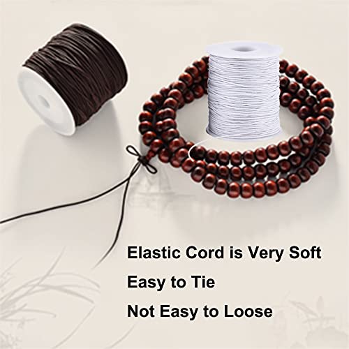 LUSTEMBER Stretchy String for Bracelets, 4 Rolls 1 mm Sturdy Elastic String Elastic Cord for Jewelry Making, Necklaces, Beading (2 Black+ 2 White) - size: 2 Black+2 White