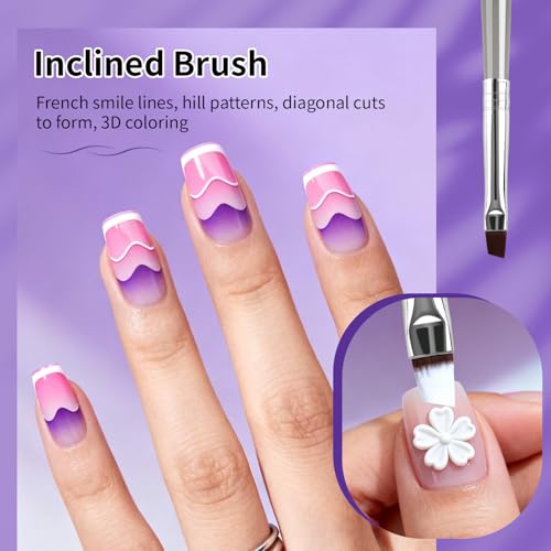 JODSONE 6Packs Nail Art Brushes,Nail Art Tool Set,Dotting Tools,Dust Brush,Striping Brushes for Long Lines,Drawing Pen for Gel Polish Design Supply,DIY Manicure Tools Gift for Women - color: 6PCS