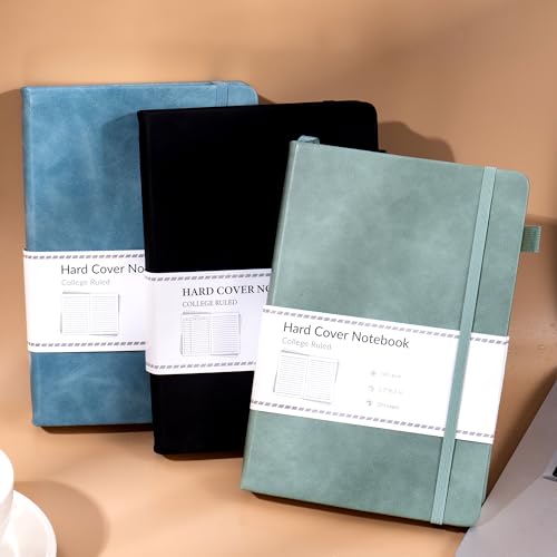 CAGIE 3 Pack Journals Notebooks for Women Men Thick Lined Journaling Notebooks A5 Leather Journals for Writing Hardcover Journal Supplies Diary, Green& Black& Blue - color: Green B B, style: Lined A5
