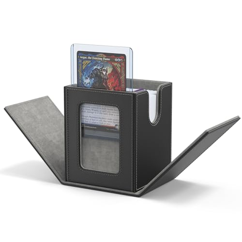ZLCA MTG Deck Box with Window Display Holds 100 Double-Sleeved Cards - color: A1-Black, size: B-Vertical-Commander