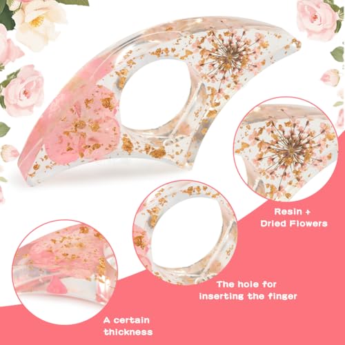 4 Pcs Thumb Book Page Holder, Resin Dried Flower Book Holder for Reading