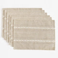 Wracra Cotton Linen Place Mats, Coffee Embroidered Placemats Set of 6 - color: Hemstitched Coffee, size: Placemats(Set of 6)