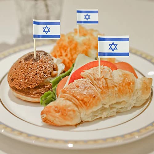 mflagperft Israel Toothpick Flags 100 Pack, Israeli Flag Cocktail Picks - color: Israel