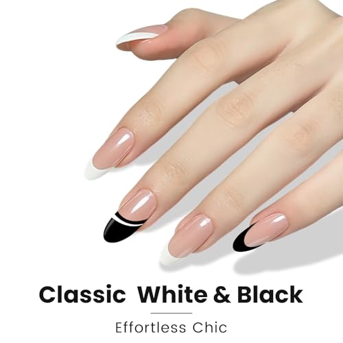 Black White Gel Nail Polish Liner Set Thin Brush for Nail Art French Tips - color: B6