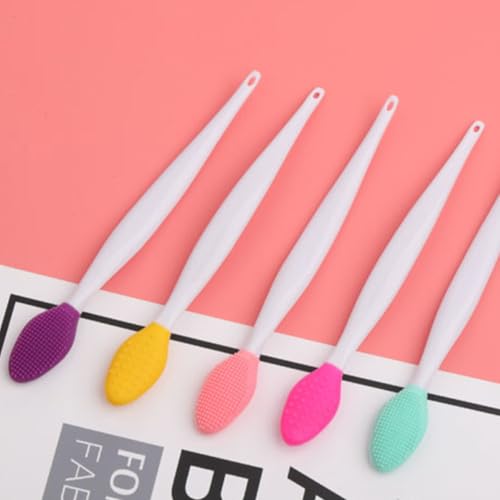 Double-Sided Silicone Facial Cleansing Brush – Exfoliating Blackhead Remover Tool for Deep Pore Cleaning and Gentle Skin Massage(Pink) - color: Pink