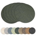 13" Round Placemats Set of 6, Reversible Faux Leather Wipeable Table Mats - color: Dark Green