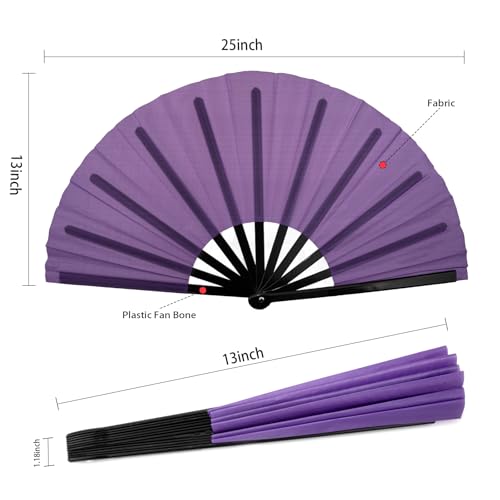 QIRMIZI 10PCS Large Folding Hand Rave Fan - Popping Fan Clacking Fans for Chinese Kung Fu, Tai Chi, Dance, Music Festivals,Carnivals, Weddings, EDM Events, Parties & Decorations,Purple - color: Purple