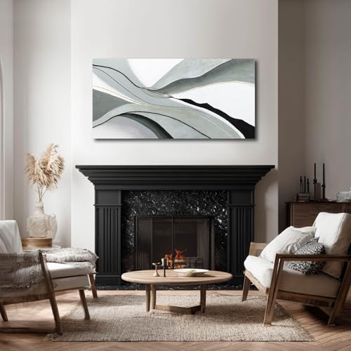 Ocevarin Canvas Wall Art Abstract Wall Decor Neutral Posters Grey Pictures Wall Decor Black Line Art Prints for Dining Room Office 24"x 48" Entryway Artwork - color: Black Line, size: 48"L x 24"W