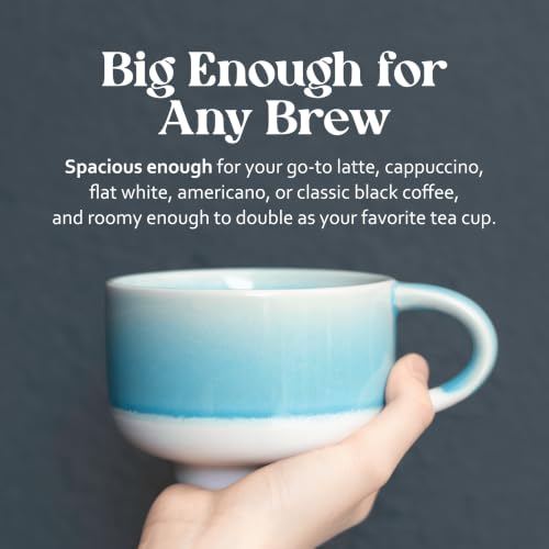 NOVA CERAMICS Handmade Unique Coffee Mug - 16 oz Ceramic Mug - Lagoon - color: Lagoon