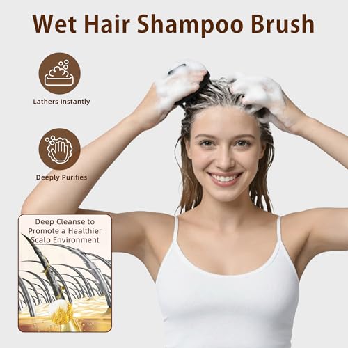 Nimiah Scalp Massager Hair Growth - Extra-Soft Silicone Hair Shampoo Scrubber with Longer Flexible Bristles for Gentle Detangle, Deep Cleanse & Head Massage, Manicure Safe & Travel-Friendly - color: Black