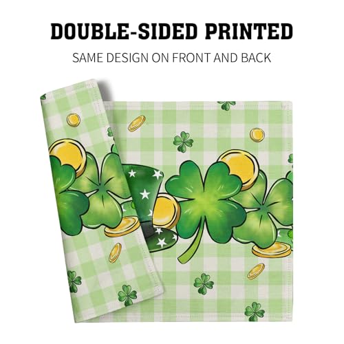 St. Patrick's Day Clover Top Hat Placemat Set of 4,Lucky Shamrock Gold Coin Dining Place Mat Table Decor 12x18 Inch Buffalo Plaid Seasonal Spring Table Mats for Home Party Kitchen Decoration - color: Shamrock Gold Coin
