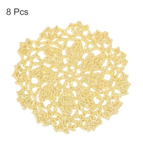 uxcell Fabric Coasters, 8pcs 4" with Floral Pattern Light Yellow - color: Light Yellow
