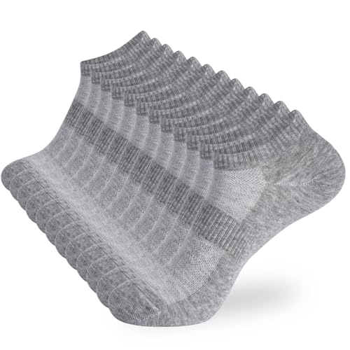 ATBITER 12 Pairs Ankle Socks Womens/Men Thin Low Cut No Show Athletic Socks - color: 12 Pairs Grey, size: Small