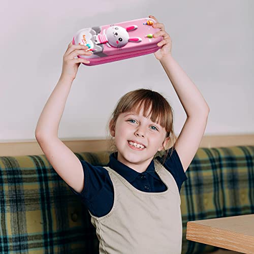 3D Rabbit Pencil Case for Kids Girls, Waterproof Pencil Box with Compartments Pen Pouch (Pink) - color: Rabbit