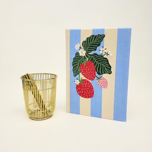 Lady Jayne Embroidered Canvas Hardcover Journal with 192 Lined Pages, 6” x 8.5” – Fruit and Fleur Strawberries (83501) - color: Strawberries