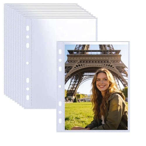 30 Pack 5x7 Card Sleeves Binder Sheets, 6/3 Ring A5 Binder Inserts, Ultra-Clear Double Sided 1 Pocket, Top Loading, Clear Plastic Sleeves for Photocard - size: 5" x 7"（1 Pocket）