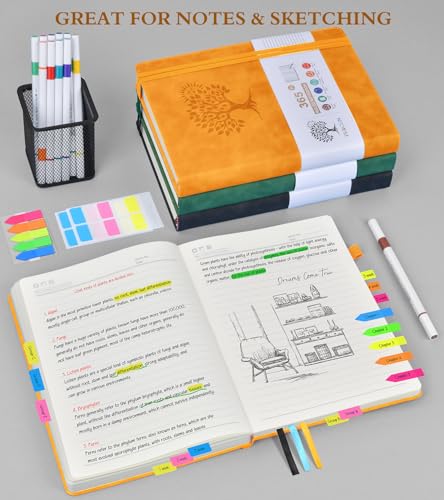 PERCUN B5 Lined Journal Notebook - 365 Page Large Leather Journals for Writing Women Men，Hardcover Notebook with 100Gsm Thick Pages，Daily Diary for Travel, Work，School，College Ruled (7.6" x 10.3") - color: Yellow, size: B5