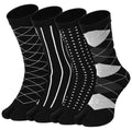 4 Pairs Tabi Socks for Men Split Toe Flip-flop Cotton Crew Socks - color: Black