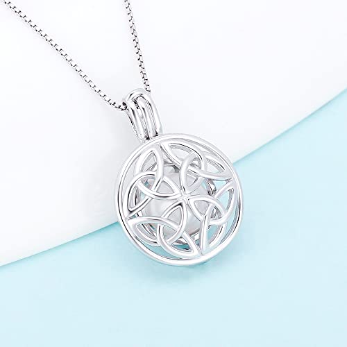 Sterling Silver Celtic Knot Round Cage Pendants for Women