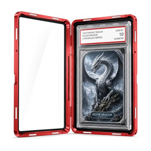 PSA Slab Case, Magnetic 9-Point Lock Display Protector, Red - color: Red