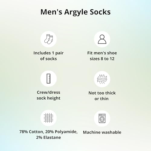 tiemart Men's Socks, Fits Men's Shoe Sizes 8-12 - color: Brown and Tan Argyle