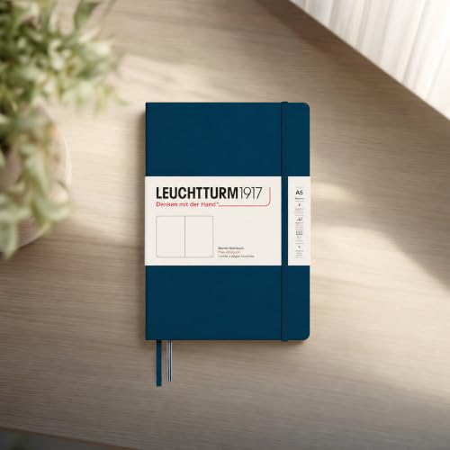 LEUCHTTURM1917 - Notebook Hardcover Medium A5-251 Numbered Pages for Writing and Journaling - Thinking Ahead (Plain Paper, Deep Sea) - color: Deep Sea, style: Minimalist
