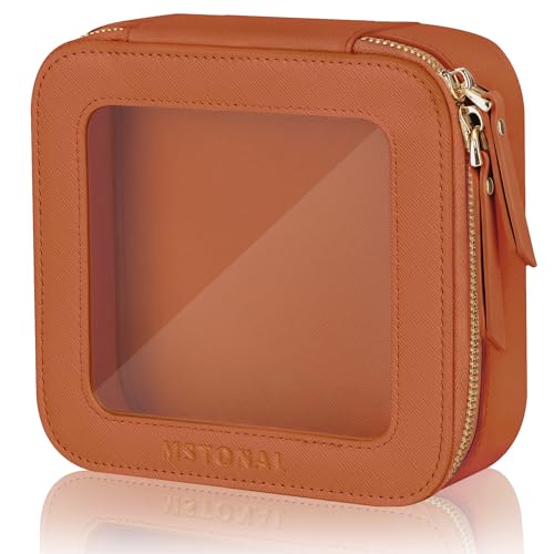 Clear Mini Makeup Bag for Fall, Cosmetic Make Up Pouch, Brown - color: Brown, size: Mini
