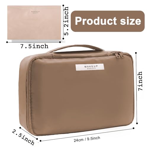 Queboom Travel Makeup Bag Cosmetic Bag Toiletry Bag for Women & Men, Coffee - color: Coffee-1pcs