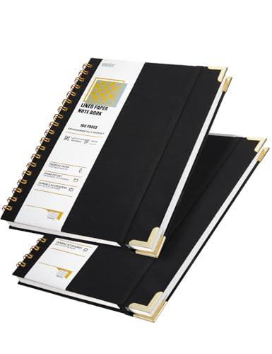 OWSC Lined Spiral Notebook with thick 110 GSM Papers, 320 Pages B5 Size College Ruled Notebook, Hardcover 7.1 x 10 Inches Journal for Women and Men, Notebooks for work, School (2 Pack B5 Black Black) - size: 2 Pack B5 Black Black
