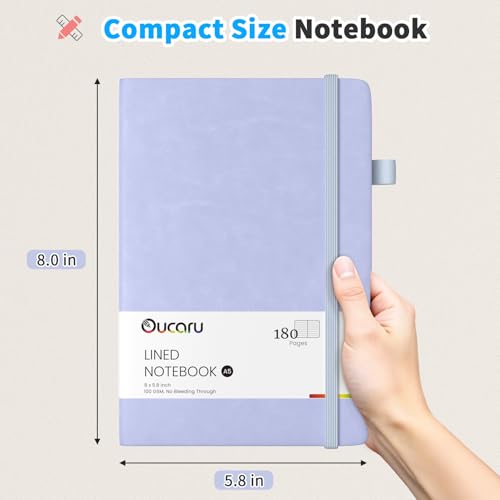 Oucaru 4 Pack A5 Lined Journal Notebook, 180 Pages 100 GSM Paper for Travel - color: Light Blue, size: 4 Pack
