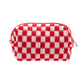 PAZIMIIK Checkered Makeup Bag for Purse, Small Travel Cosmetic Pouch,Red - color: Red