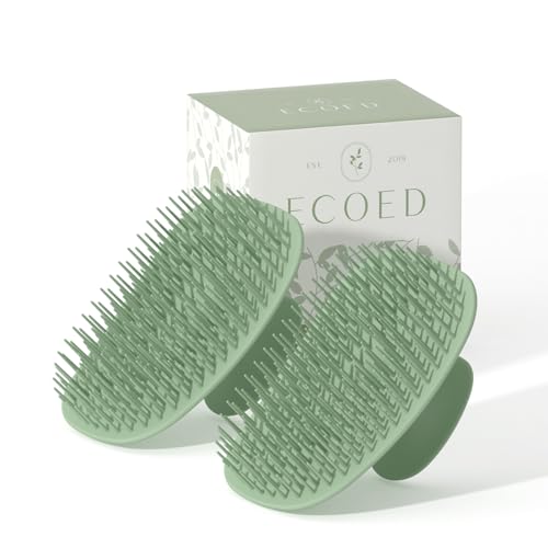 Ecoed 2 PC Scalp Massager Shampoo Brush, Scalp Scrubber & Exfoliator(Green) - color: Cobalt Green, size: 2PC