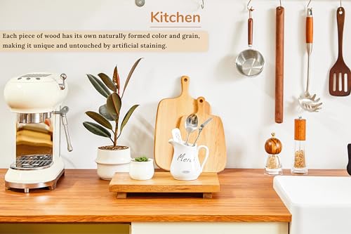 Medium 12" Acacia Wood Riser Pedestal Stand for Kitchen Counter - size: Medium:12"x 7"