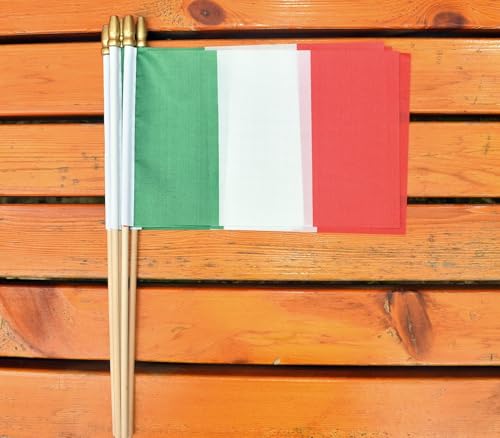 25Pack Small Italy Flag Handheld Mini Italian Flag on Stick 5x8 Inch - color: Italy